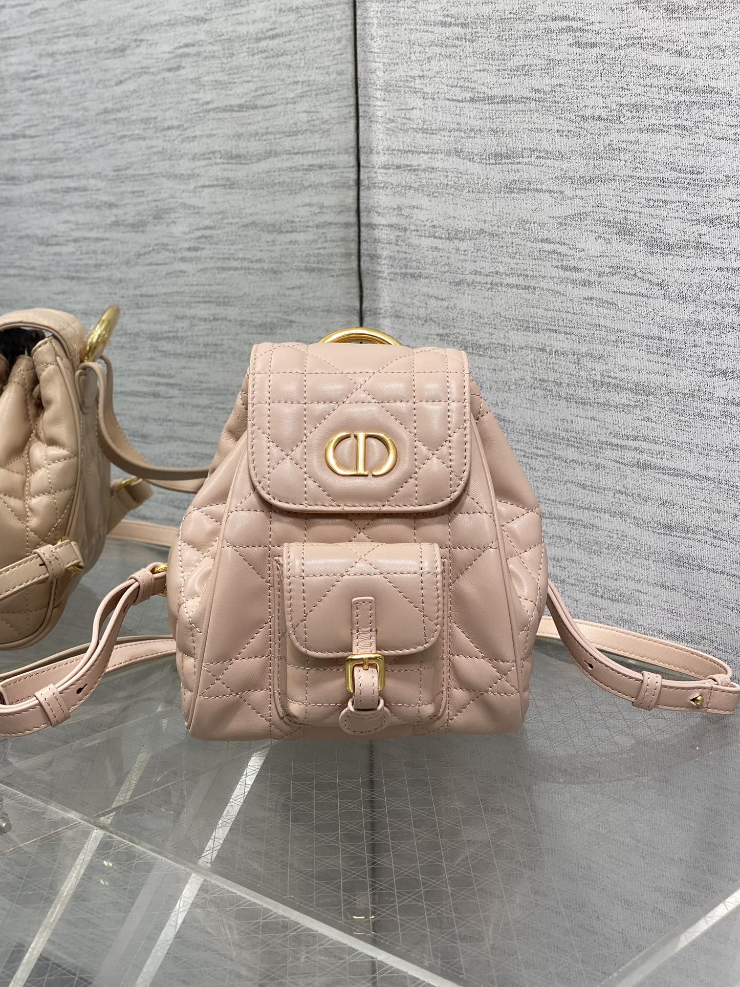 Personalización de alta calidad
 Dior Caro Almacenar
 Bolsos Mochila Oro Rosa claro Piel oveja Colección otoño – invierno Vintage