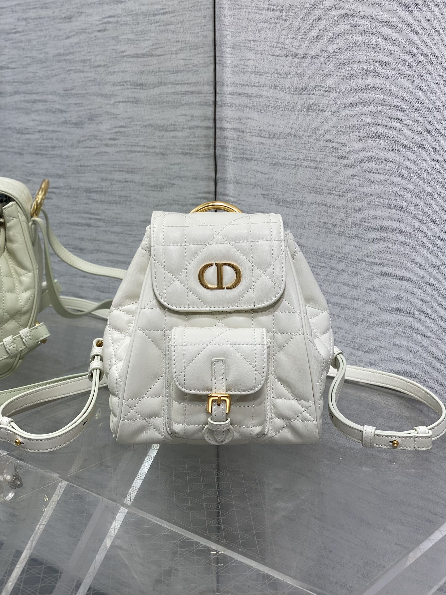 Dior Caro Bolsos Mochila Oro Piel de oveja Colección otoño – invierno Vintage