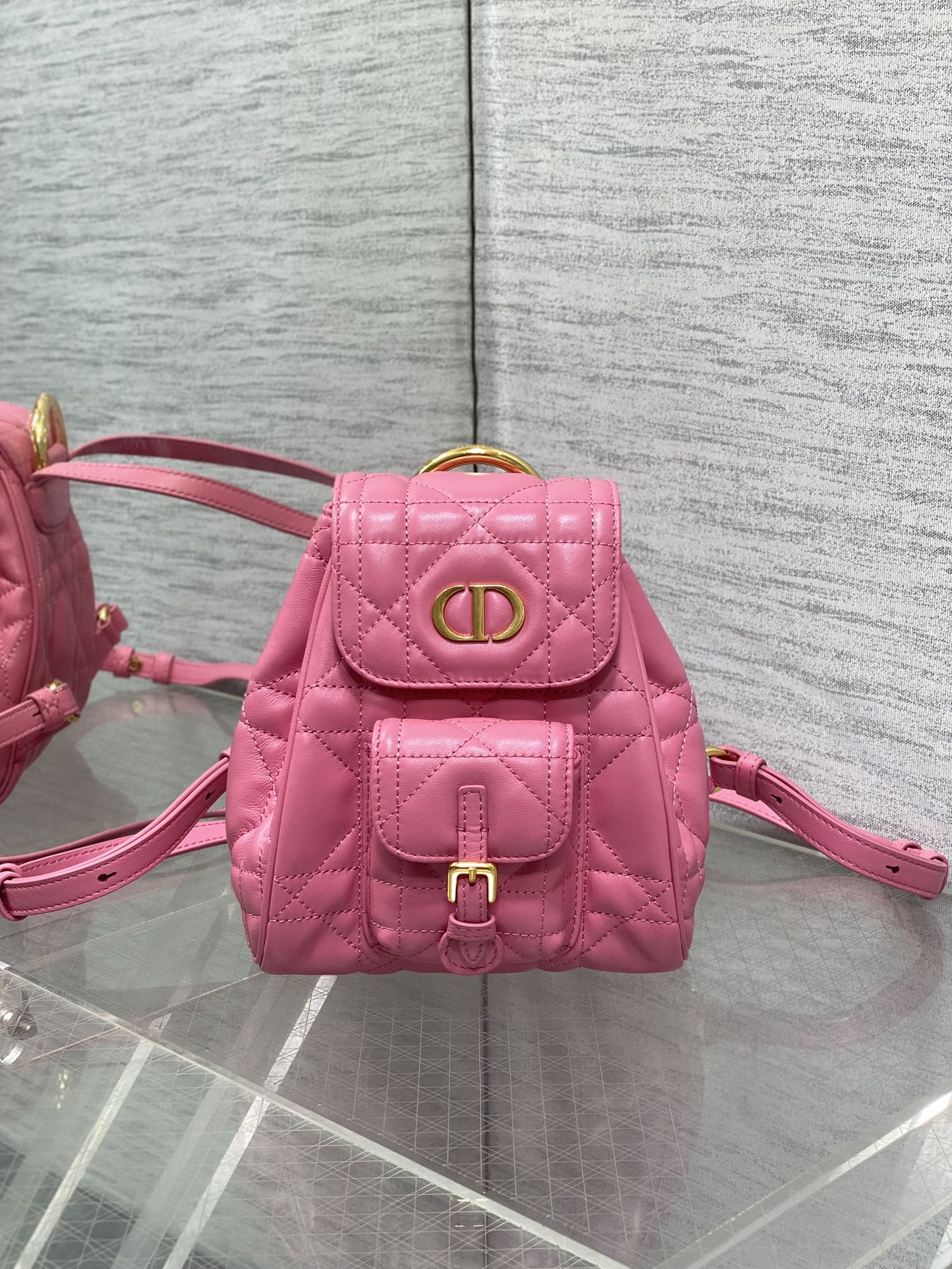 Dior Caro Bolsos Mochila Mirror Copy Luxury
 Oro Rosa Piel de oveja Colección otoño – invierno Vintage