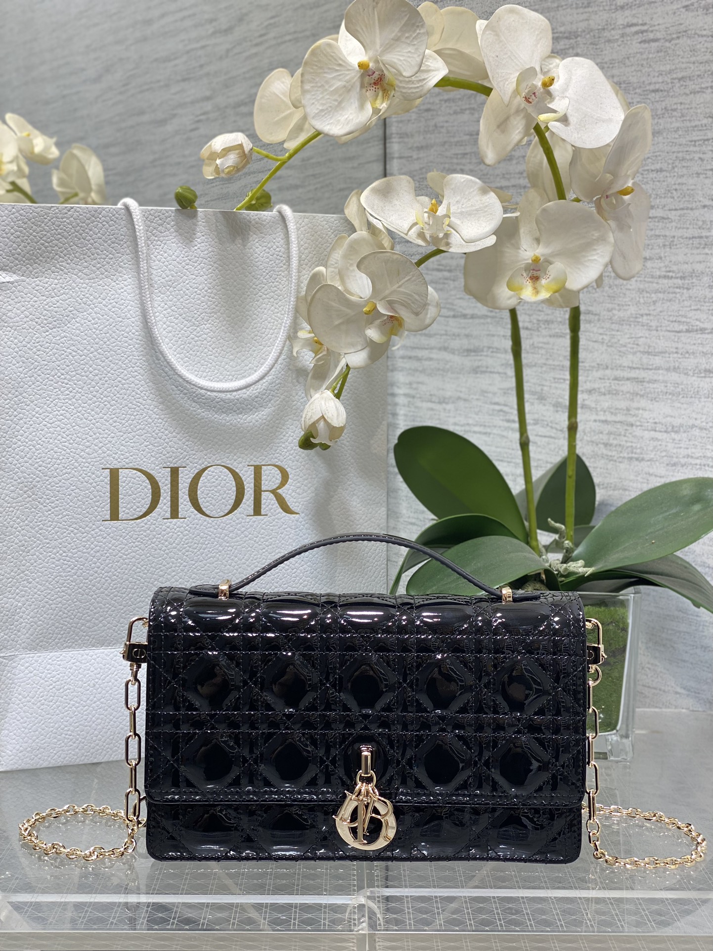 𝐃𝟏𝐨𝐫 𝐌𝐢𝐬𝐬 Último tamaño grande negro piel de patente