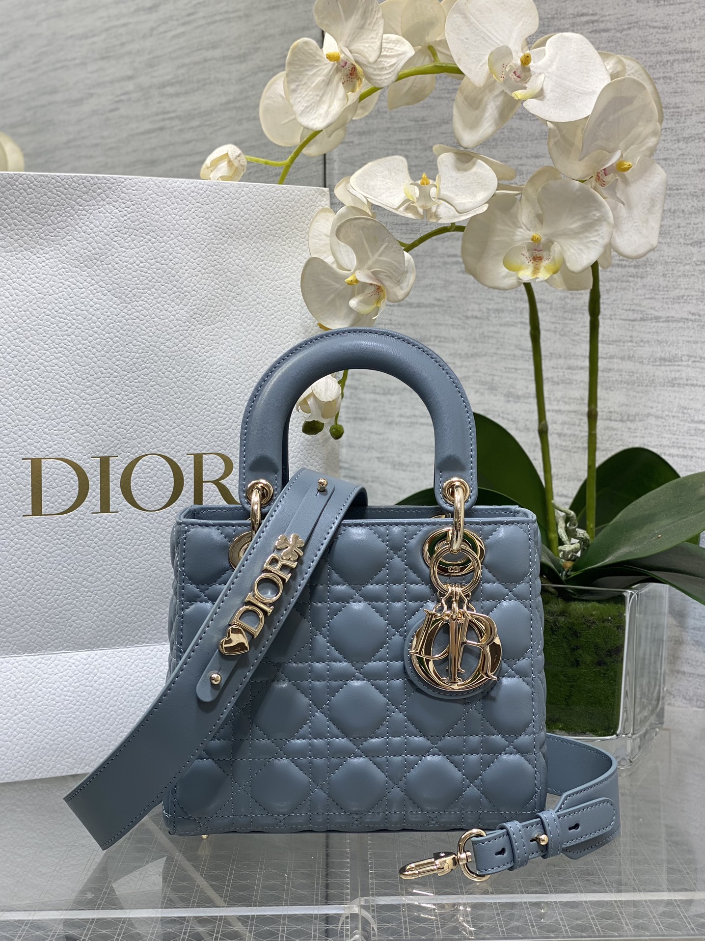 𝐋𝐚𝐝𝐲Cuatro cuadros de piel de oveja azul tanino