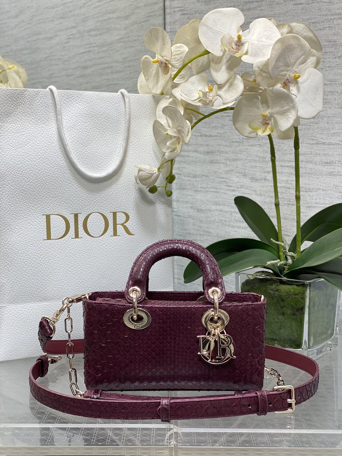 𝐋𝐚𝐝𝐲 horizontal 22cm rojo vino serpiente