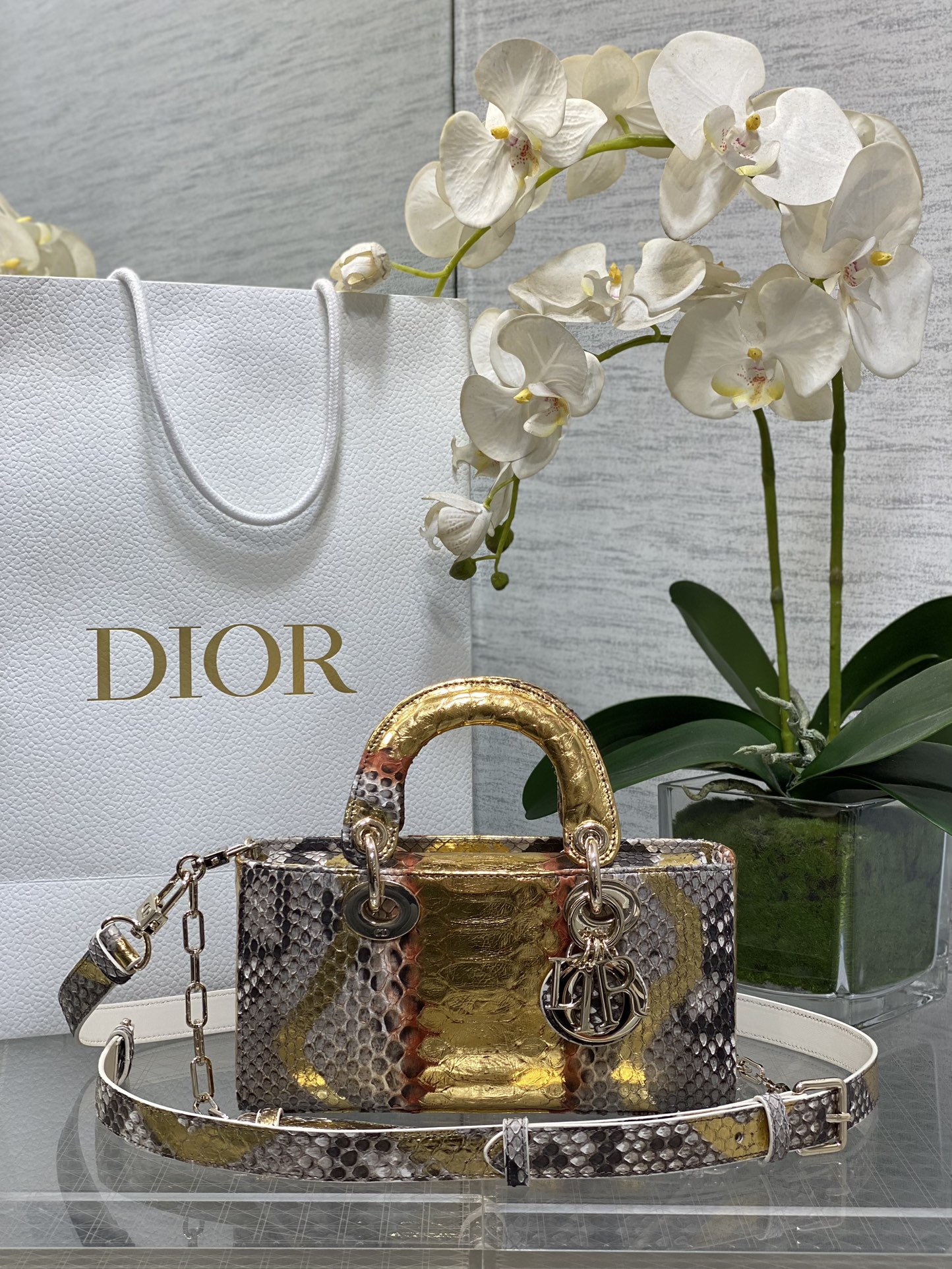 𝐋𝐚𝐝𝐲 horizontal 22cm oro de lujo serpiente