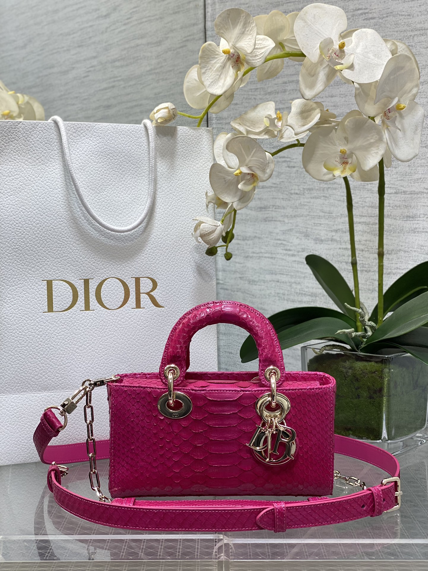 𝐋𝐚𝐝𝐲 horizontal 22cm rojo rosa serpiente