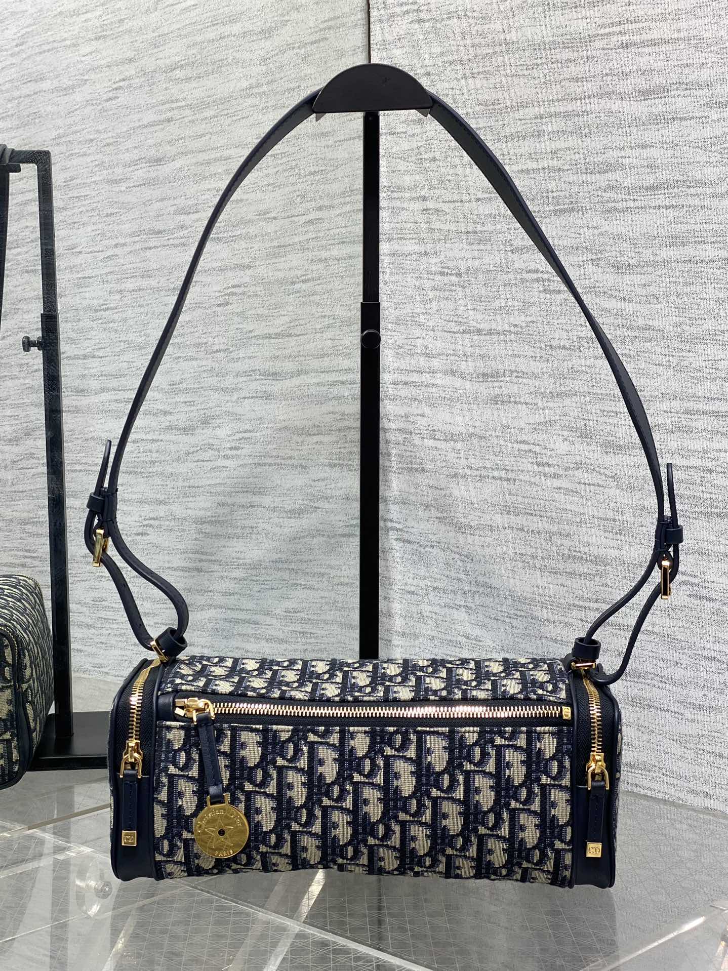 Dior East-West Oblique Cylinder Bag, Vintage & Fashionable with Adjustable Strap