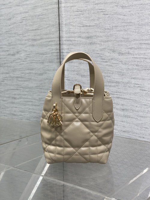 Dior Toujours Mini Vertical Basket Bag Lambskin Apricot with Charms 1 Dior Toujours Mini Vertical Basket Bag Lambskin Apricot with Charms