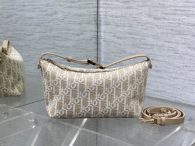 Dior Natural Color Embroidered Baguette Bag with Adjustable Strap 1 Dior Natural Color Embroidered Baguette Bag with Adjustable Strap