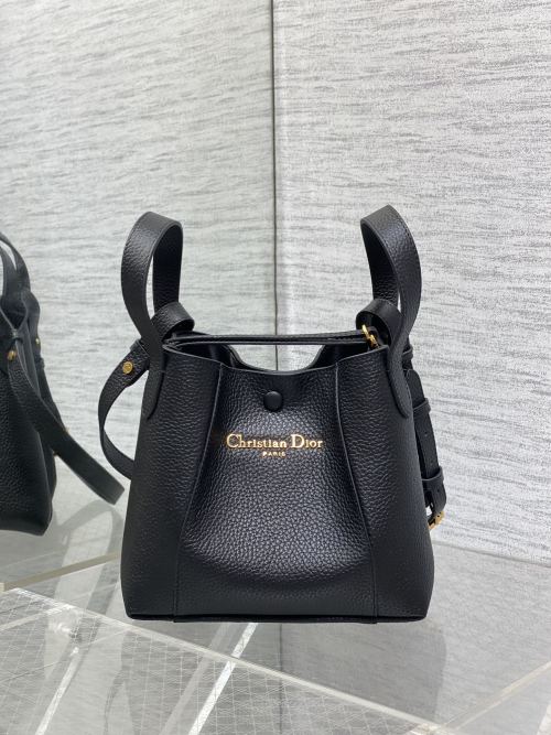 Christian Dior Signature Black Bucket Bag, Grain Leather, Gold Hardware, 21x11x19cm 1 Christian Dior Signature Black Bucket Bag, Grain Leather, Gold Hardware, 21x11x19cm