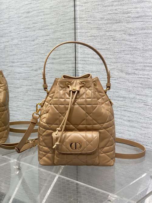 Dior Caro Bucket Bag Lambskin Leather Top Handle & Adjustable Shoulder Strap 1 Dior Caro Bucket Bag Lambskin Leather Top Handle & Adjustable Shoulder Strap
