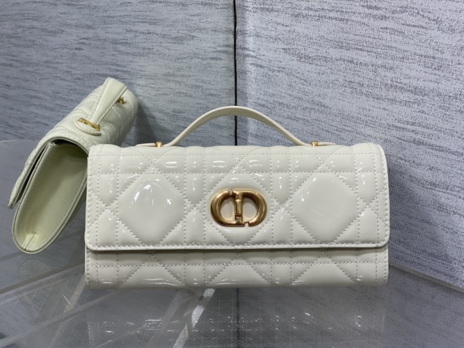 Miss Caro Top Handle Bag: Classic Quilted Leather with CD Button Clutch 1 Miss Caro Top Handle Bag: Classic Quilted Leather with CD Button Clutch