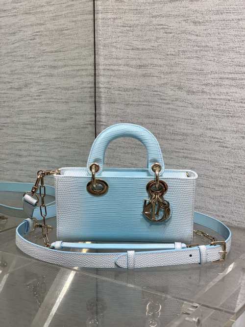 Lady Dior Horizontal Bag Lizard Embossed Calfskin Light Blue 22 cm 1 Lady Dior Horizontal Bag Lizard Embossed Calfskin Light Blue 22 cm