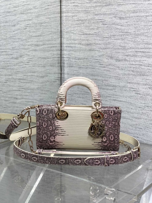 Elegant Lady Dior Handbag in Rare Lizard Embossed Leather, 22cm 1 Elegant Lady Dior Handbag in Rare Lizard Embossed Leather, 22cm