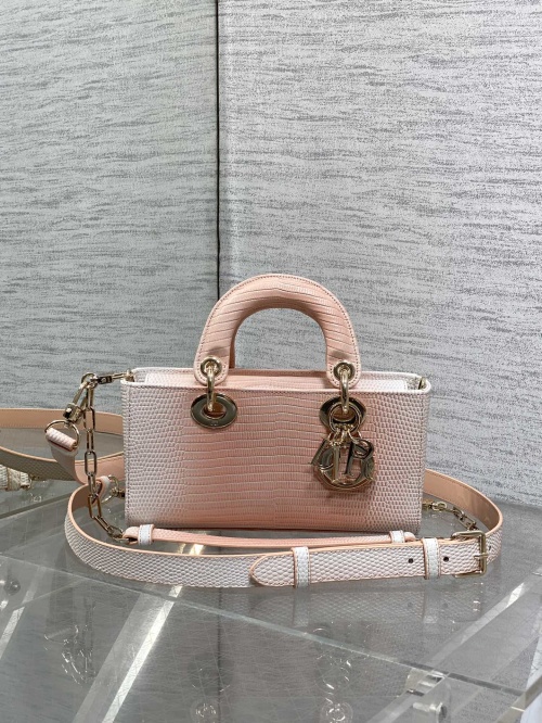 Lady Dior Lizard Embossed Leather Crossbody Bag, 22cm, Pink/White 1 Lady Dior Lizard Embossed Leather Crossbody Bag, 22cm, Pink/White