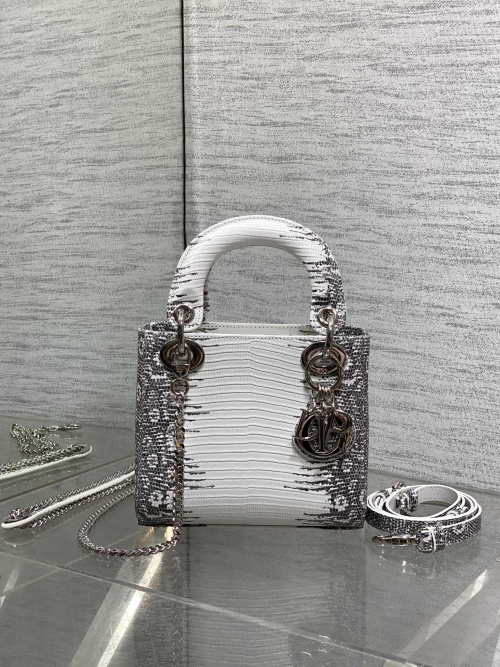 Dior Lady Dior 3-Compartment Handbag White Lizard Embossed Calfskin 1 Dior Lady Dior 3-Compartment Handbag White Lizard Embossed Calfskin