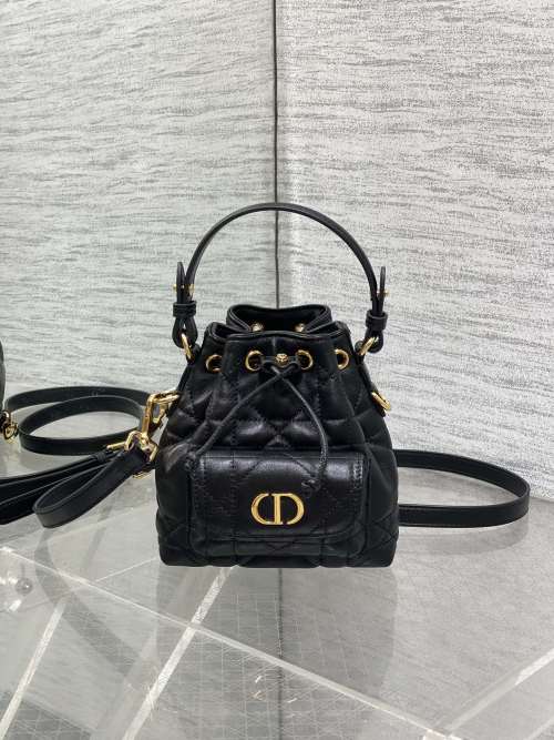 Dior Caro Micro Bucket Bag - Lambskin Leather, Black 1 Dior Caro Micro Bucket Bag - Lambskin Leather, Black