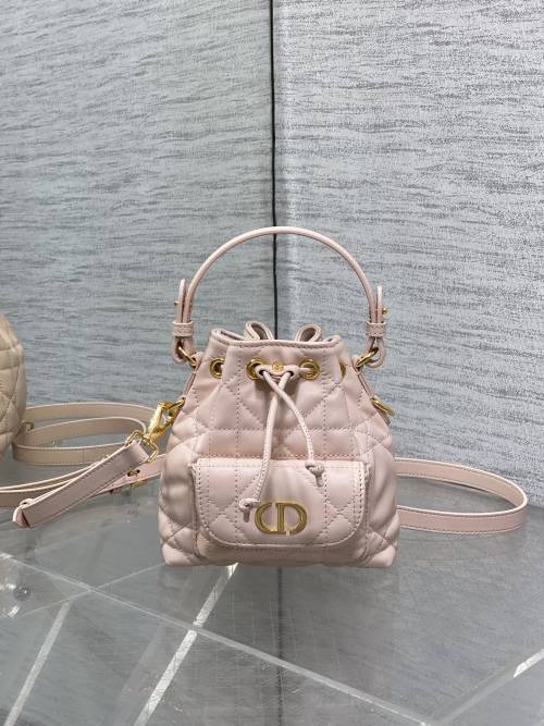 Dior Caro Micro Bucket Bag Lambskin Quilted Pink with Gold Hardware 1 Dior Caro Micro Bucket Bag Lambskin Quilted Pink with Gold Hardware