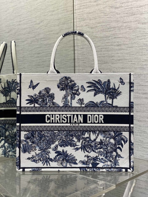 Christian Dior Book Tote Bag, Blue Embroidery, Large Capacity, Summer Style 1 Christian Dior Book Tote Bag, Blue Embroidery, Large Capacity, Summer Style