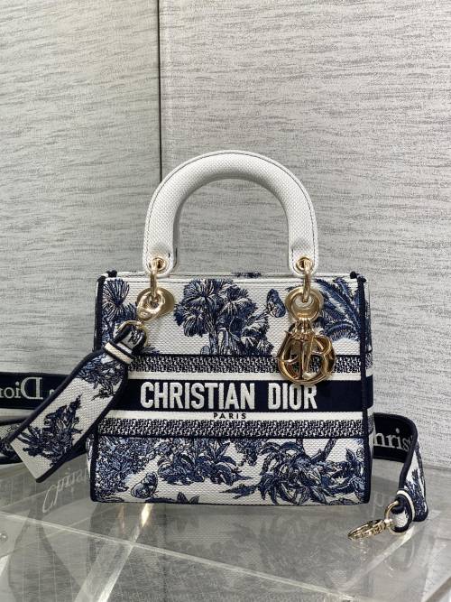 Christian Dior Lady D-Joy Bag Blue Toile de Jouy Embroidery, 24 x 11 x 20 cm 1 Christian Dior Lady D-Joy Bag Blue Toile de Jouy Embroidery, 24 x 11 x 20 cm