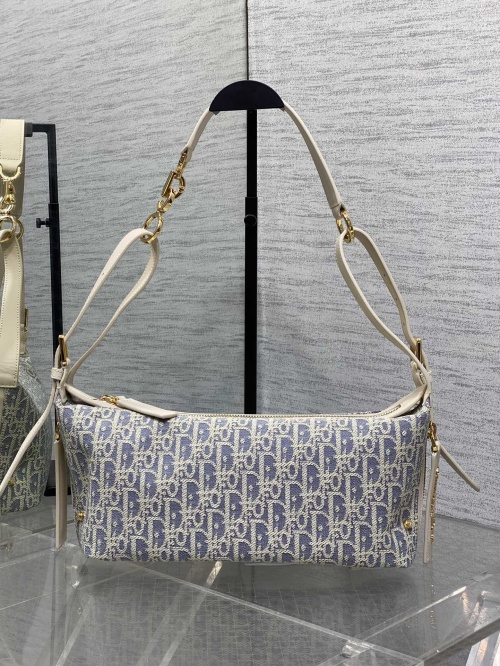 Dior Journey Small Hobo Bag, Blue Oblique Jacquard, Calfskin Leather Details 1 Dior Journey Small Hobo Bag, Blue Oblique Jacquard, Calfskin Leather Details