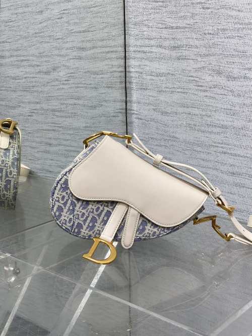 Dior Saddle Oblique Embroidery Bag Blue Jacquard Calfskin Gold Hardware 1 Dior Saddle Oblique Embroidery Bag Blue Jacquard Calfskin Gold Hardware