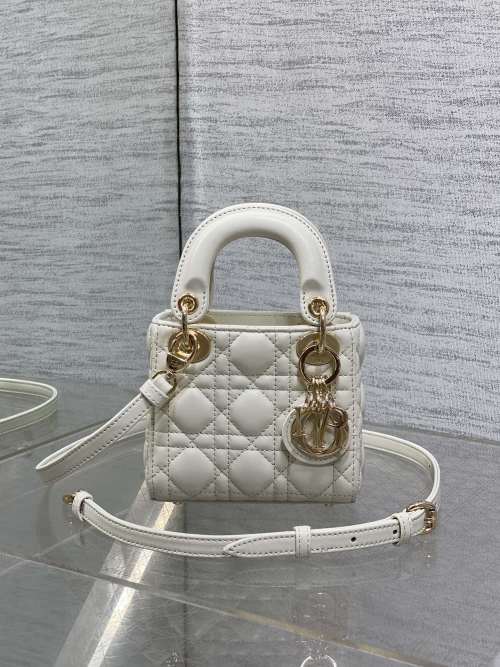 Lady Micro Bag in White Lambskin with Gold-Tone Hardware 1 Lady Micro Bag in White Lambskin with Gold-Tone Hardware