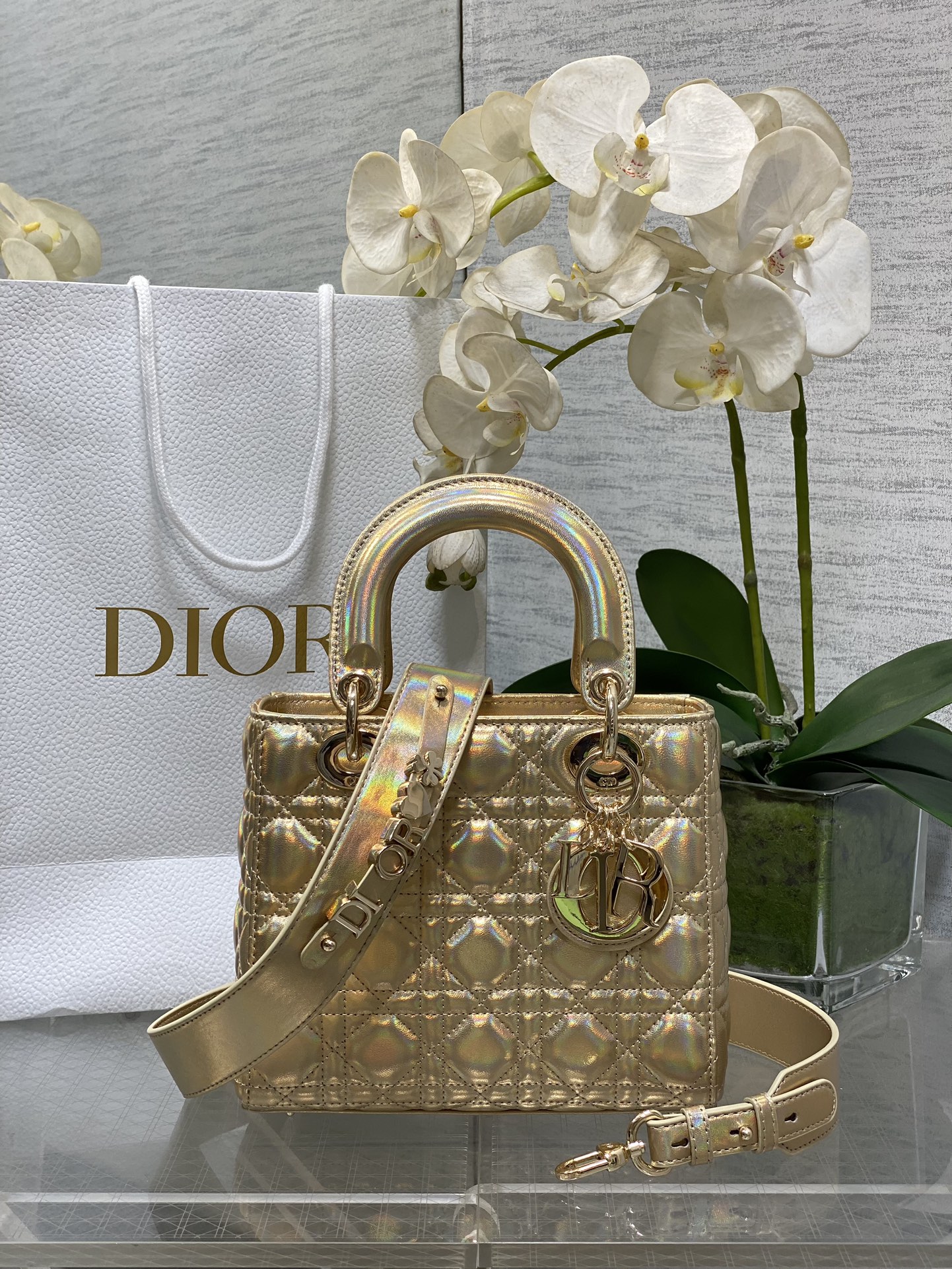 𝐋𝐚𝐝𝐲 Láser de piel de oveja de cuatro cuadros dorado