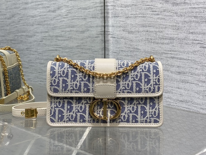 Dior Montaigne Bag: Blue Oblique Canvas, Chain Strap, Compact Size - Perfect for Summer 1 Dior Montaigne Bag: Blue Oblique Canvas, Chain Strap, Compact Size - Perfect for Summer