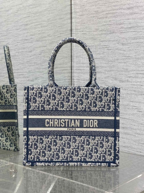 Christian Dior Blue Oblique Embroidery Book Tote Bag,Small Size 1 Christian Dior Blue Oblique Embroidery Book Tote Bag,Small Size