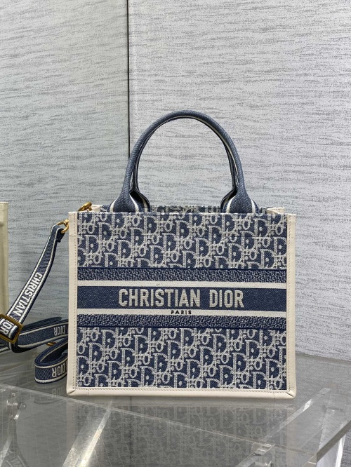 Dior Mini Tote Bag Blue Oblique Embroidery, Leather Trim, and Adjustable Strap 1 Dior Mini Tote Bag Blue Oblique Embroidery, Leather Trim, and Adjustable Strap