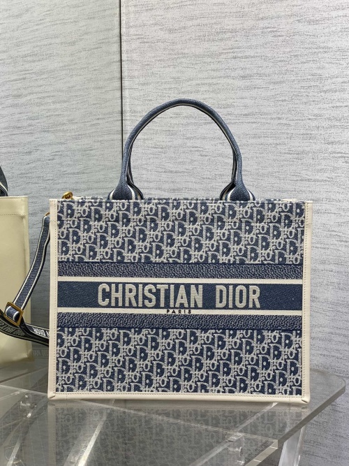 Dior Book Tote Bag, Blue Dior Oblique Embroidery, Medium Size: 36 x 27 x 16 cm 1 Dior Book Tote Bag, Blue Dior Oblique Embroidery, Medium Size: 36 x 27 x 16 cm