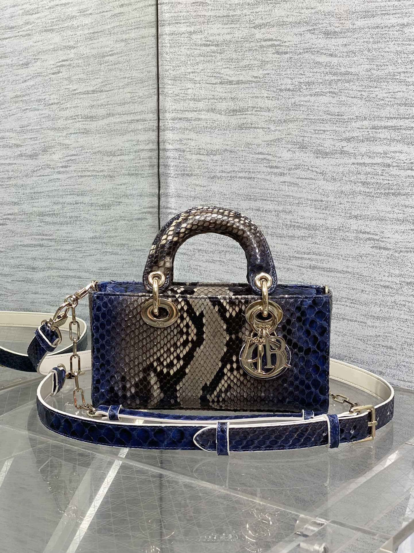 Lady Dior Exotic Snakeskin Handbag, Elegant and Unique, 22cm