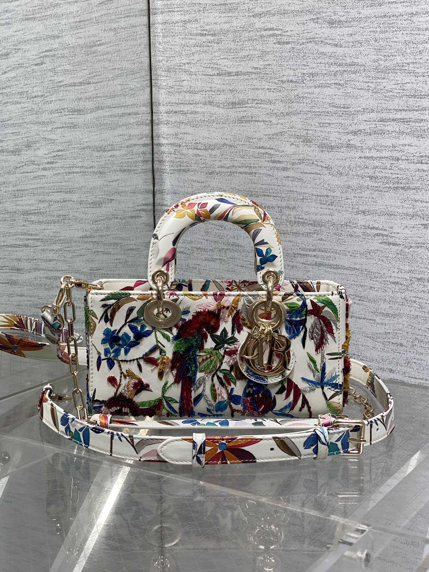 Lady Dior Limited Edition Floral Beaded Handbag, Elegant and Stylish, 22cm