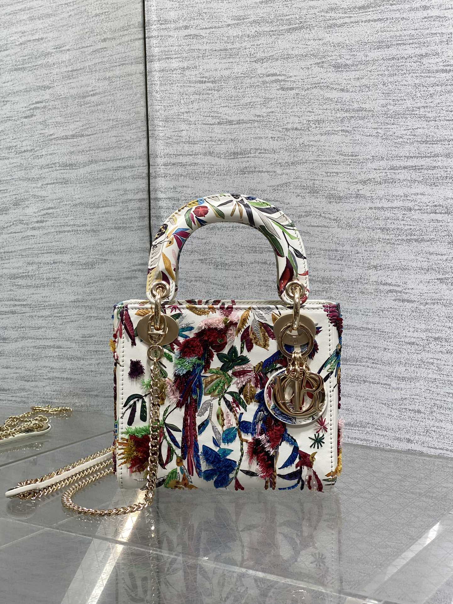 Dior Lady Dior Limited Edition Beaded Floral Handbag, 17cm
