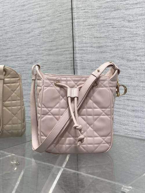Dior Caro Bucket Bag, Pink Lambskin with Cannage Stitching, Small Size 1 Dior Caro Bucket Bag, Pink Lambskin with Cannage Stitching, Small Size