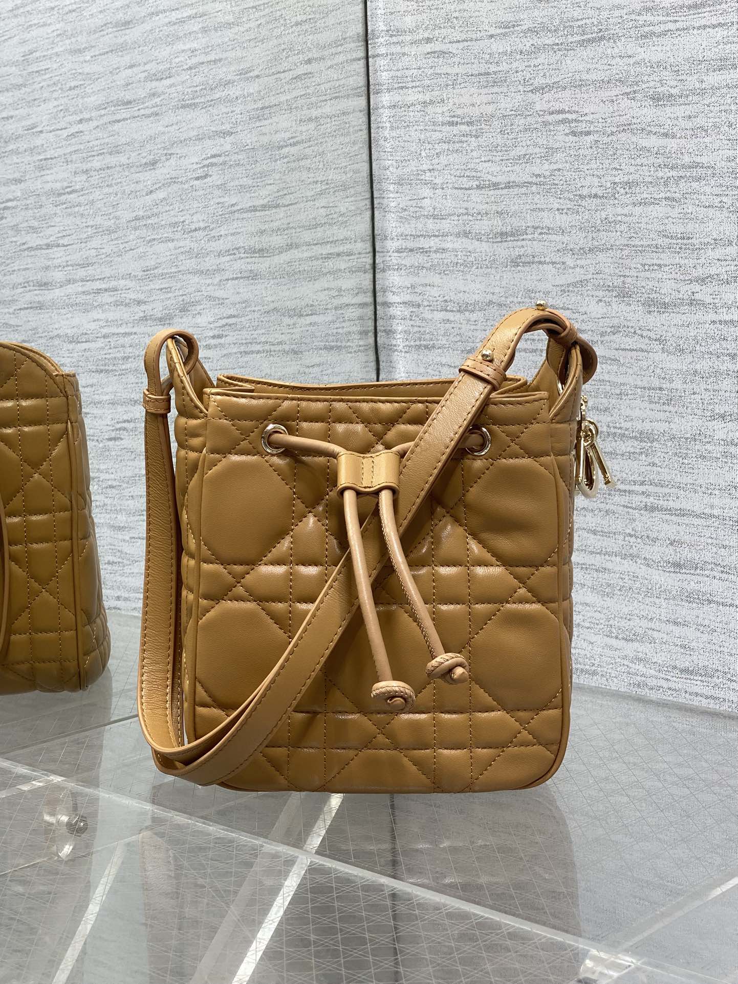 Dior Caro Small Bucket Bag Caramel - Lambskin Leather with Drawstring Closure 2 i1753076409 3616 6