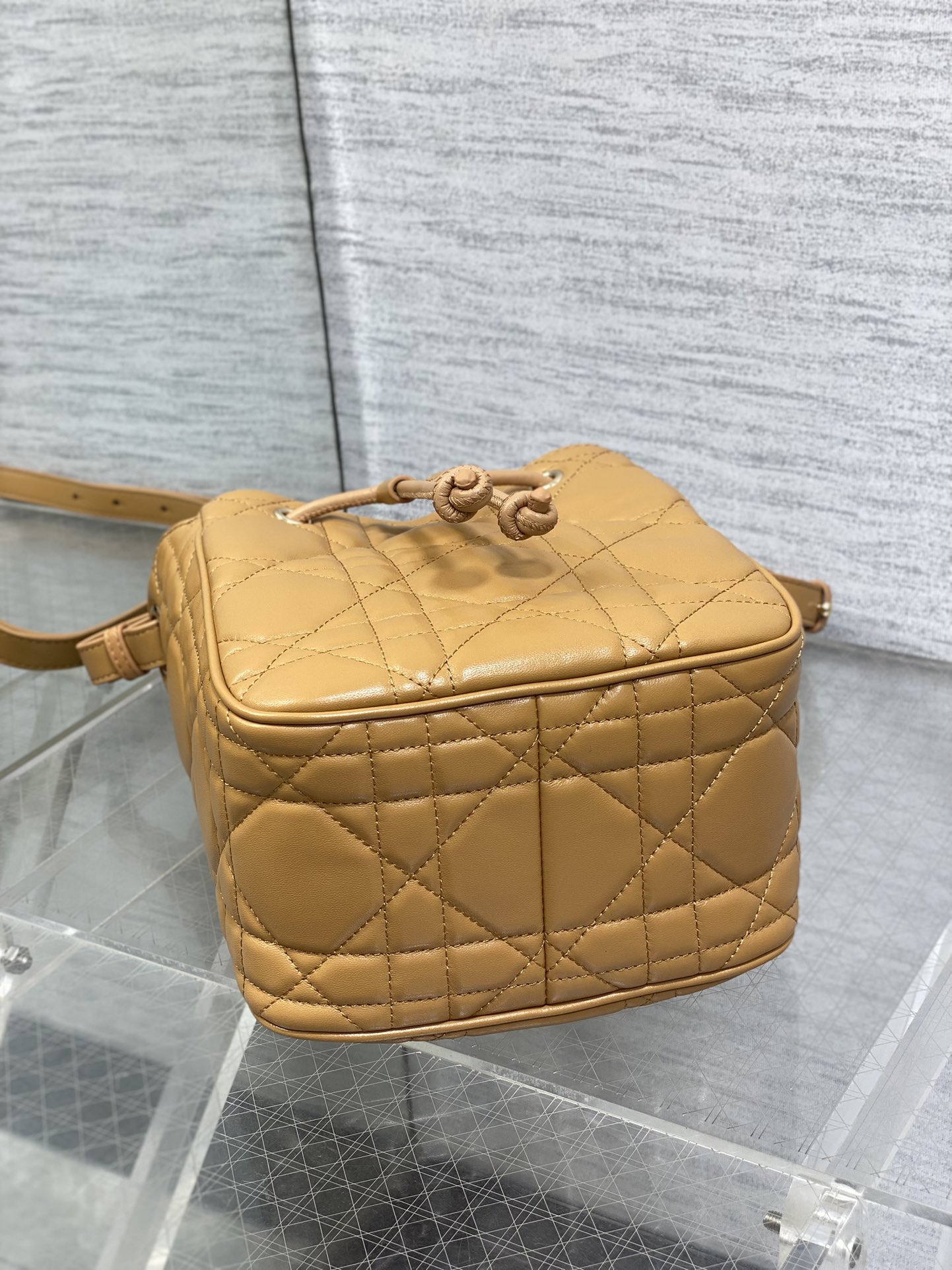 Dior Caro Small Bucket Bag Caramel - Lambskin Leather with Drawstring Closure 8 i1753076409 7547 7