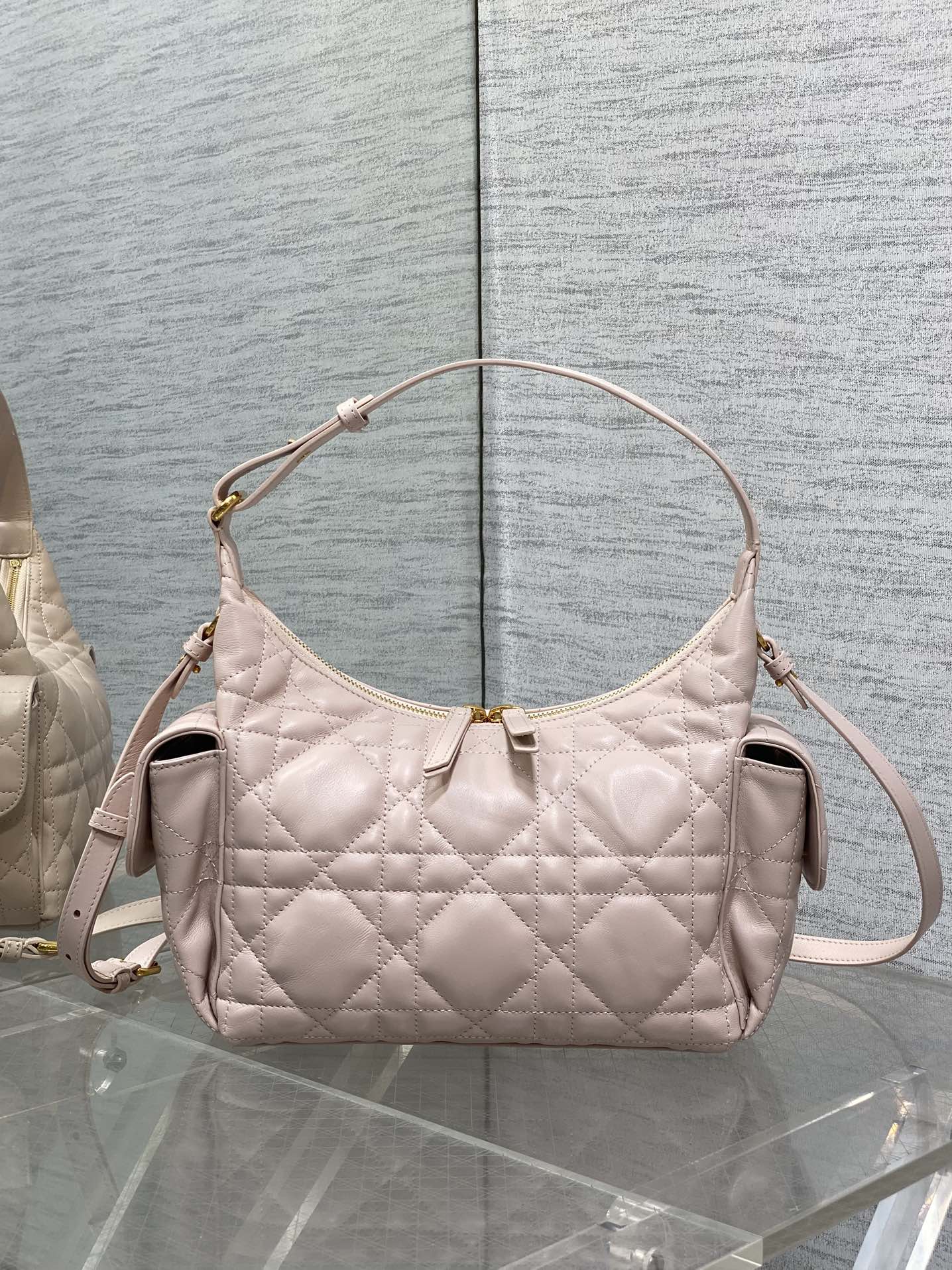 D-Dream Shoulder Bag, Quilted Leather Hobo Bag, Soft Structure, Multiple Pockets