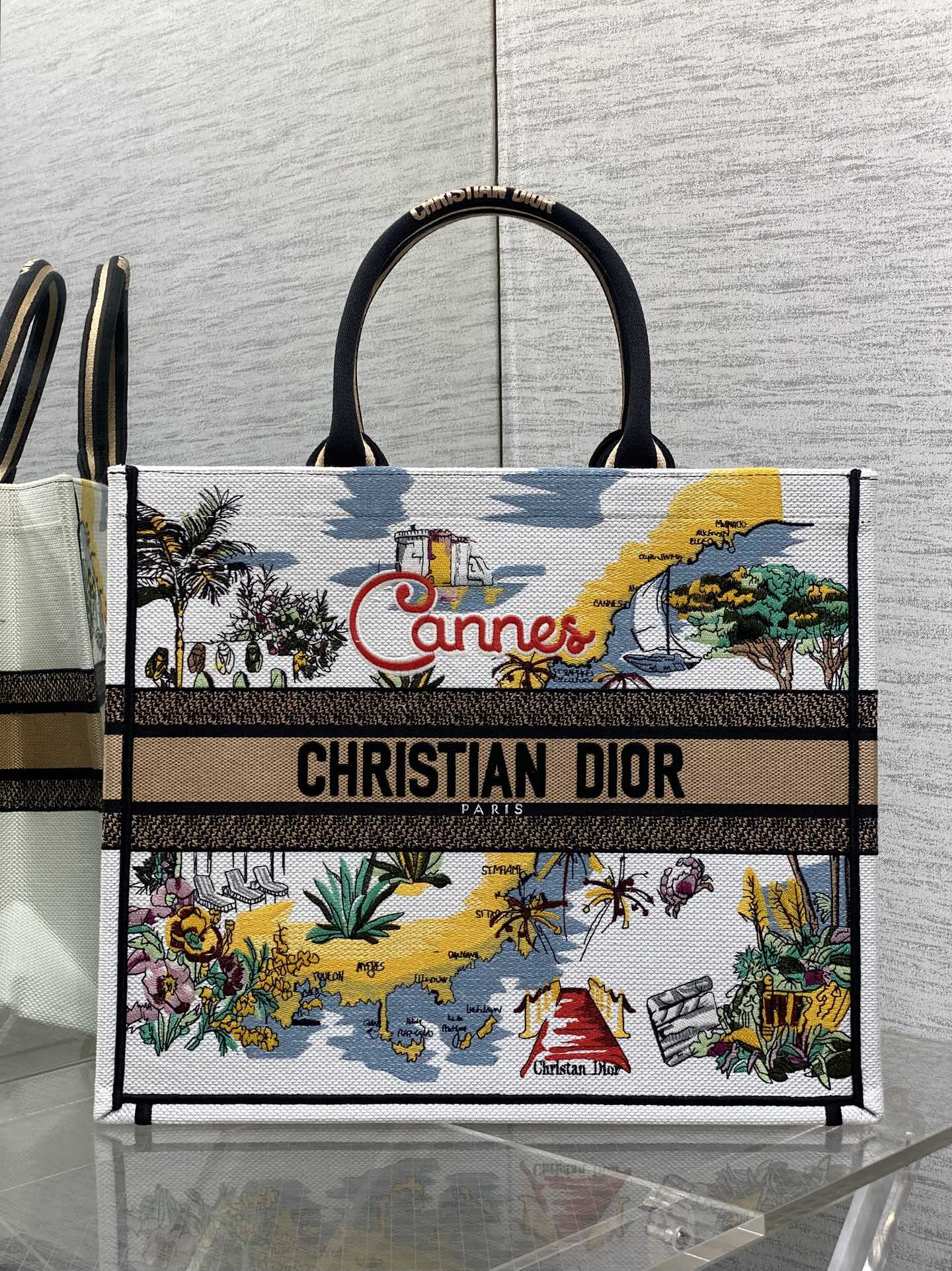 Christian Dior Souvenir Summer Capsule Cannes Print Tote Bag, Large Capacity
