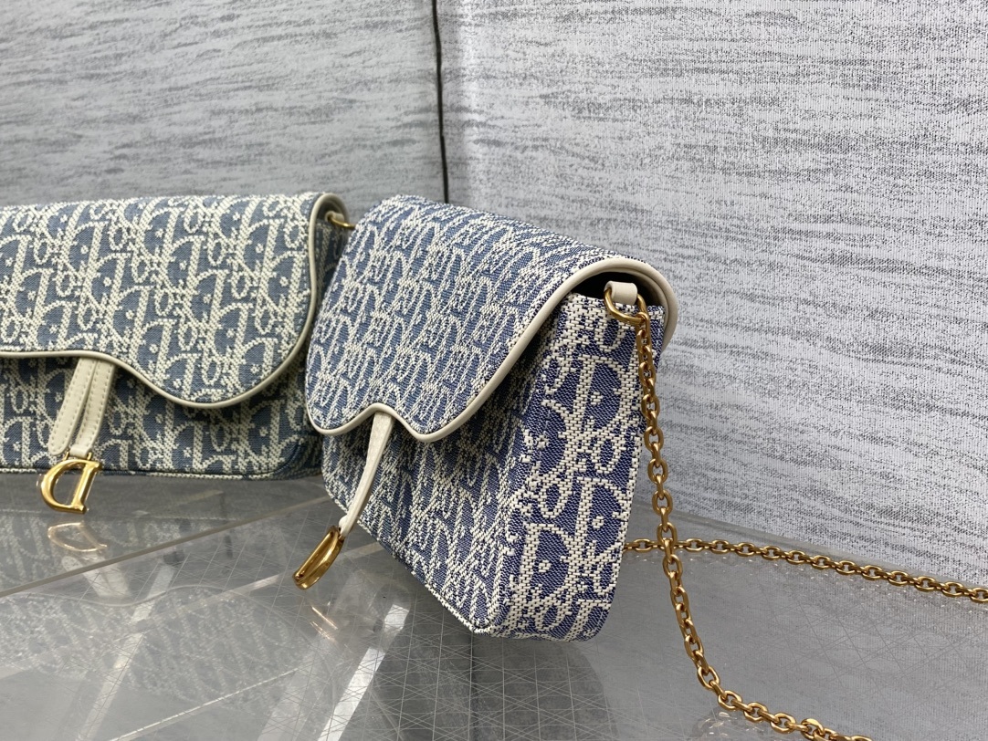 现货‼️马鞍链条手袋系列woc链条包,采用丹宁系列牛仔布oblique 老花面料精心制作📝,翻盖饰以标志