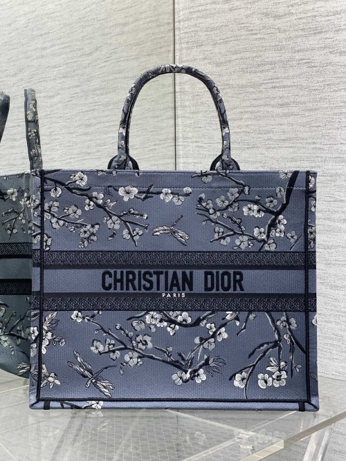 Dior Book Tote Bag with Four Month Flower Embroidery, Large Capacity, 42*18*35cm 1 Dior Book Tote Bag with Four Month Flower Embroidery, Large Capacity, 42*18*35cm