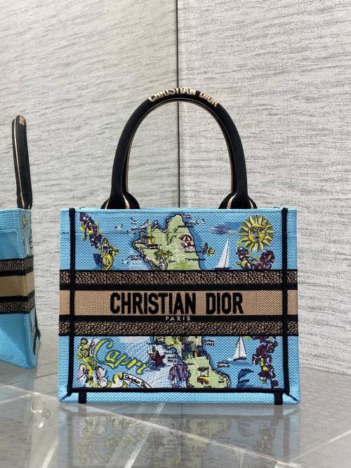 Christian Dior Small Blue Embroidered Book Tote Bag, 26 x 8 x 22 cm 1 Christian Dior Small Blue Embroidered Book Tote Bag, 26 x 8 x 22 cm