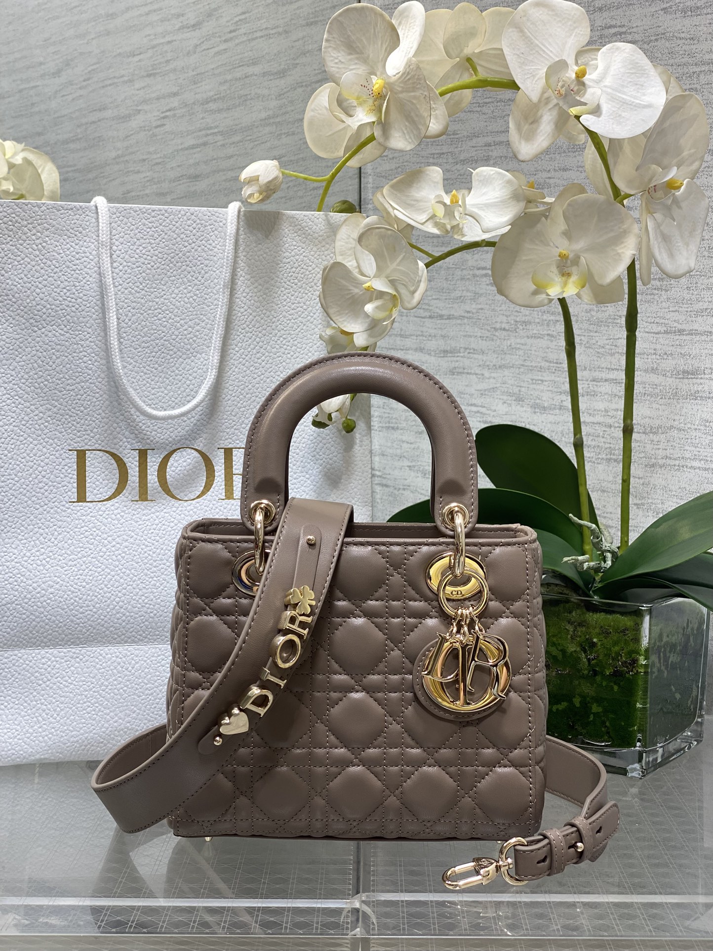 𝐋𝐚𝐝𝐲Cuatro cuadros de piel de oveja color topo