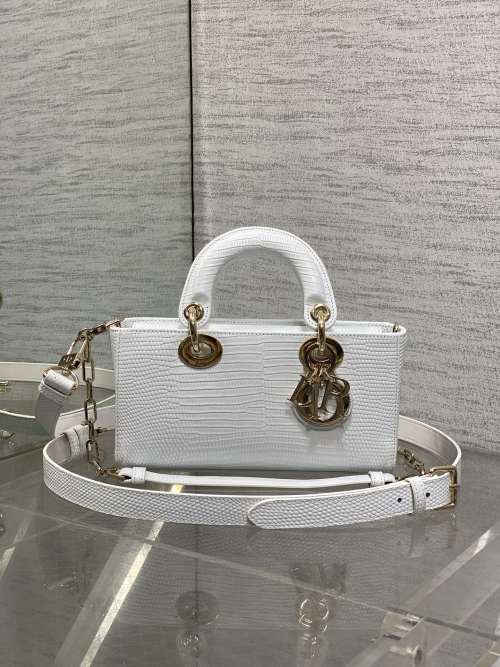 Lady Dior Horizontal Bag Lizard Embossed Calfskin White with Gold Finish Hardware 1 Lady Dior Horizontal Bag Lizard Embossed Calfskin White with Gold Finish Hardware