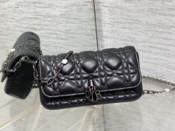 Elegant Pearl Chain Bag with Cannage Stitching & Letter Charm - Perfect Size 1 Elegant Pearl Chain Bag with Cannage Stitching & Letter Charm - Perfect Size