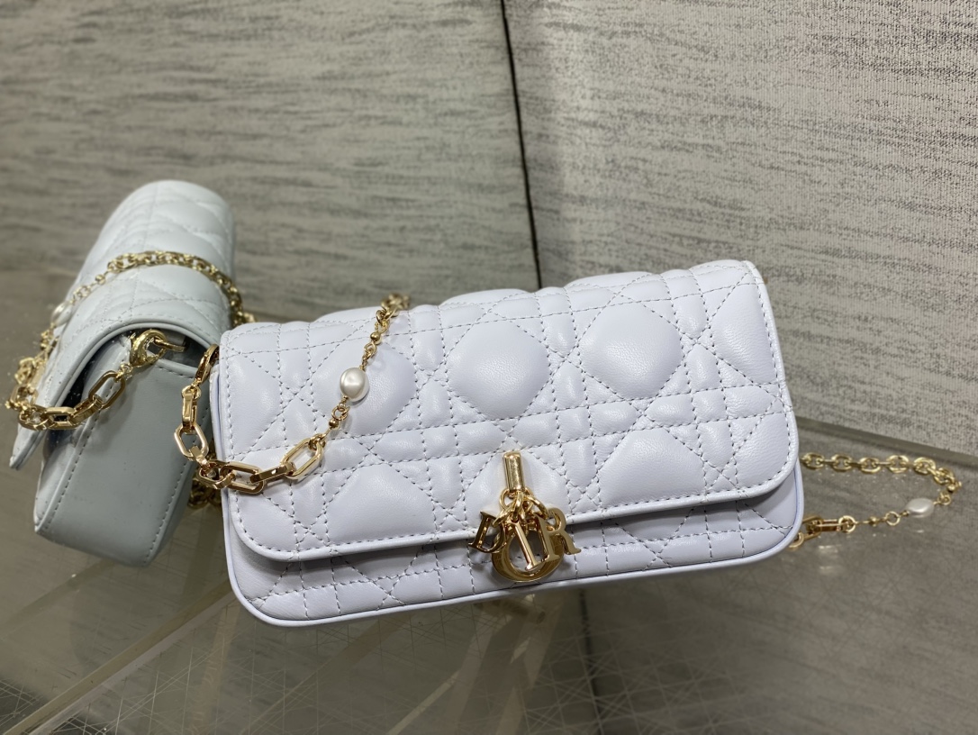 湖水蓝现货‼️最新珍珠链条包🆕标志性的藤纹格，经典的字母吊饰👏 搭配柔软的羊皮，优雅又时尚🙋 ，亮点在于