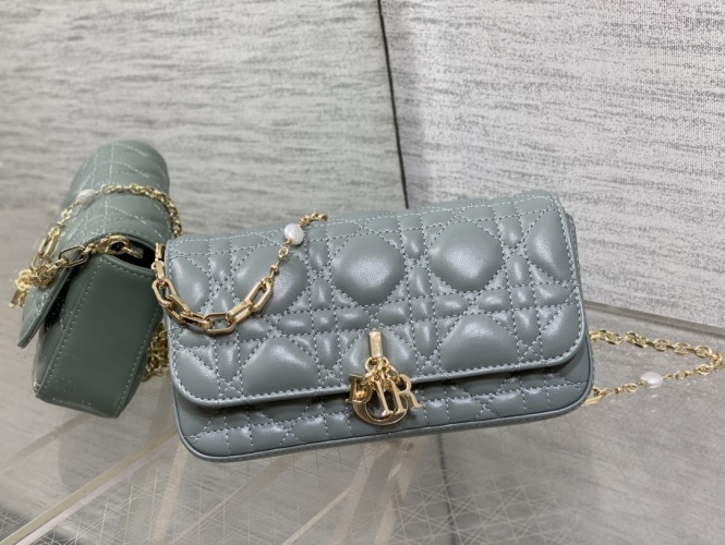 Elegant Lambskin Chain Bag with Pearl Accents and Cannage Stitching 1 Elegant Lambskin Chain Bag with Pearl Accents and Cannage Stitching