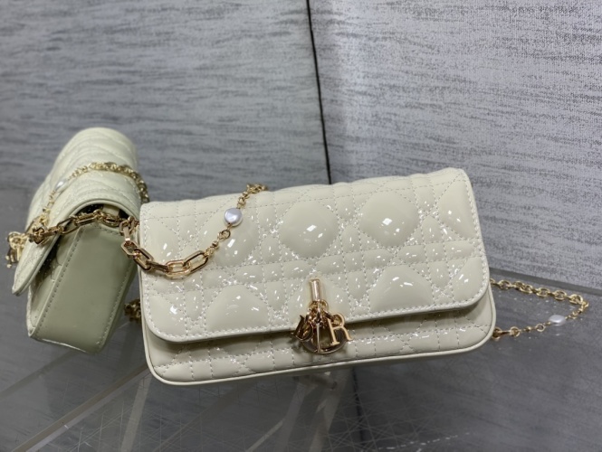 Dior Cream Leather Chain Bag with Pearl Accents and Signature Charms 1 Dior Cream Leather Chain Bag with Pearl Accents and Signature Charms