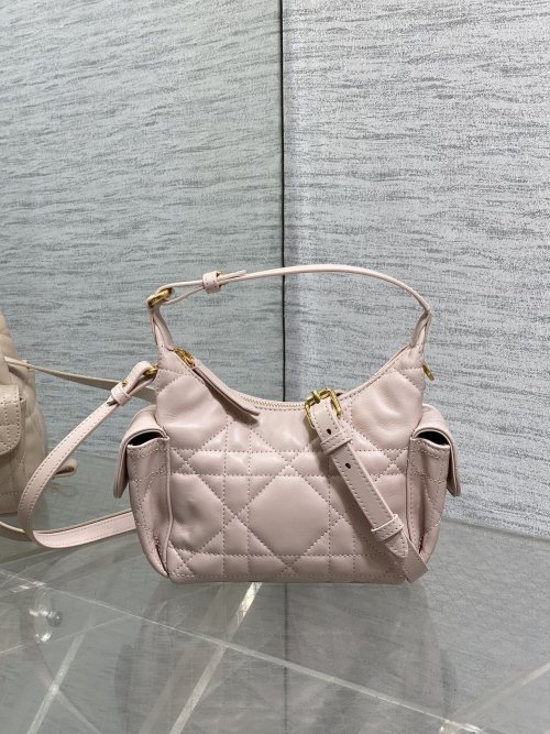D-Dream Shoulder Bag in Pink Calfskin with Cannage Stitching,18*17*9cm 1 D-Dream Shoulder Bag in Pink Calfskin with Cannage Stitching,18*17*9cm