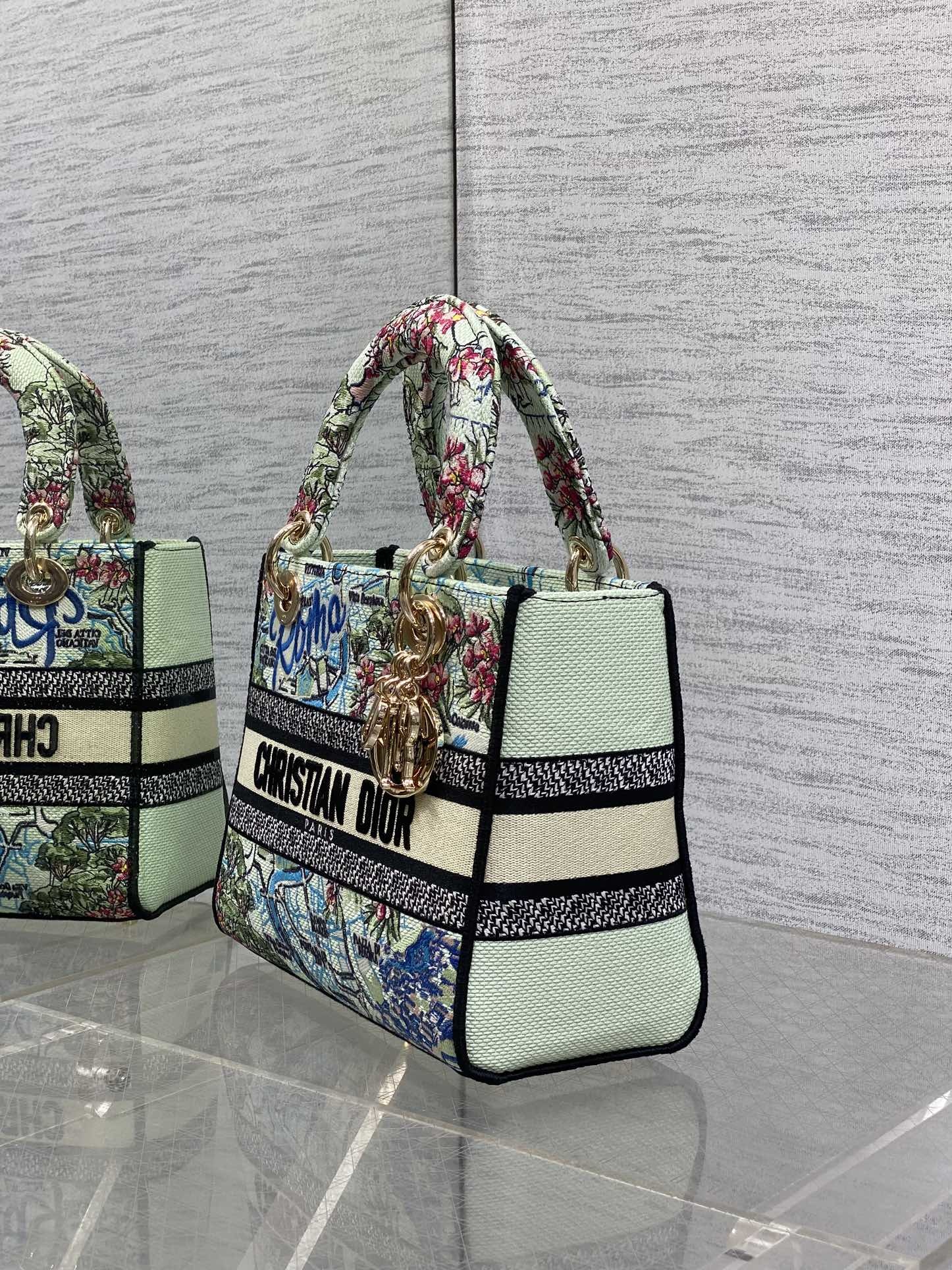 五格现货‼️ Lady最新夏季系列,简洁的拼色,精美绝伦的刺绣,让整个包非常亮眼,大容量的设计 ,凹造型