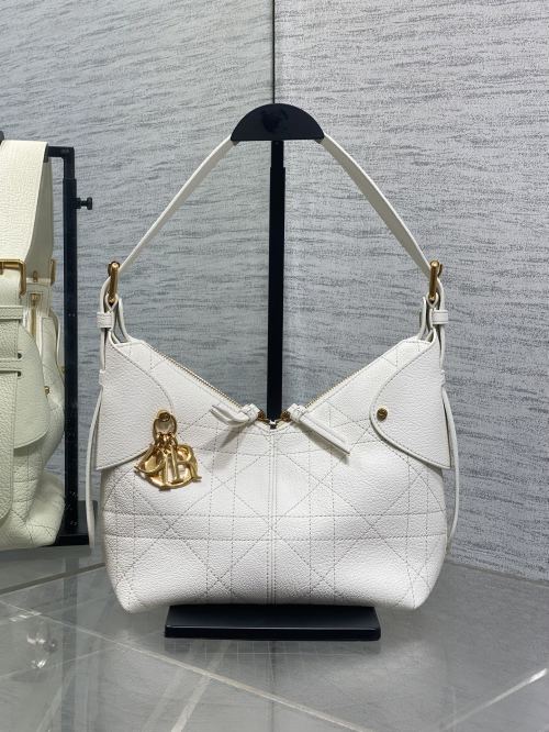 DIOR VOYAGE Series White Oil Wax Leather Handbag with Adjustable Strap 1 DIOR VOYAGE Series White Oil Wax Leather Handbag with Adjustable Strap